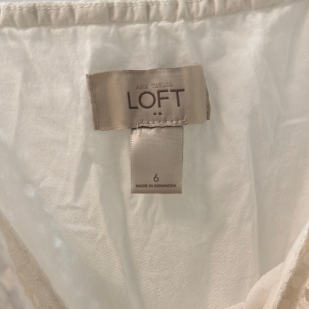 Ann Taylor Loft White Layered Eyelet Sundress Size 6 - Picture 3 of 6